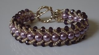 How to make a beautiful and easy pearl bracelet flat spiral stitch [upl. by Martha6]