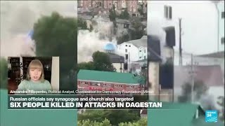 Gunmen in Russias Dagestan conduct deadly attacks on churches synagogue police post • FRANCE 24 [upl. by Imuyam]