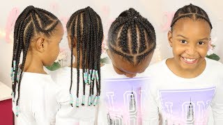 Easy Braided Hairstyle  Beads amp Braids ▸ Protective Style [upl. by Daile81]