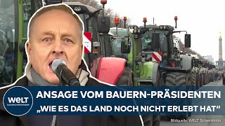 BAUERNDEMO IN BERLIN quotKampfansagequot Bauernpräsident Rukwied droht mit weiteren Protesten [upl. by Nishi]