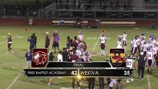 Varsity Football First Baptist Academy Naples at Wekiva [upl. by Olbap]