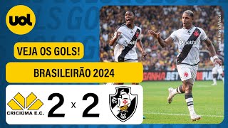 CRICIÚMA 2 X 2 VASCO  BRASILEIRÃO 2024 VEJA OS GOLS [upl. by Orazio20]