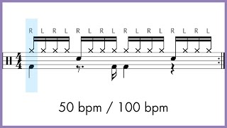 16th Note Grooves  Syncopated Kick Drum Patterns PracticeAlong 🥁🎵 [upl. by Kneeland403]