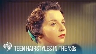 Teenage Hairstyles of the 50s Techniques amp Accessories 1956  British Pathé [upl. by Farnham]