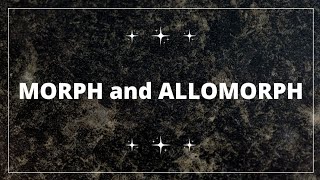 MORPH AND ALLOMORPH [upl. by Dirgni]