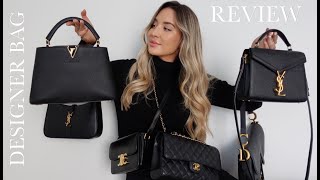 THE BEST BLACK DESIGNER HANDBAGS  REVIEWING 6 DESIGNER BAGS  Freya Killin [upl. by Adnirod92]