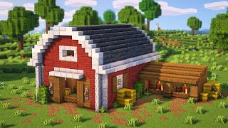 Minecraft  How to build a Barn for Animals  Tutorial [upl. by Vedette]