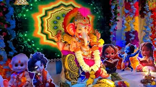 Simple and Easy Ganapati Decoration Ideas for Home  Ganapati Backdrop Decoration for home [upl. by Notlad520]