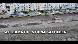 Aftermath of storm Kathleen PT 2  Hundreds of tonnes of stone deposited on Llandudno promenade [upl. by Arimas]