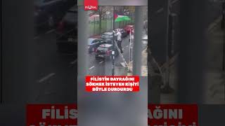 İrlandada Filistin bayrağını indirmek isteyen kişi böyle durduruldu shorts filistin keşfet [upl. by Thenna]