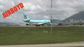 Korean Air 747 Takeoff Hong Kong Kai Tak [upl. by Joon528]