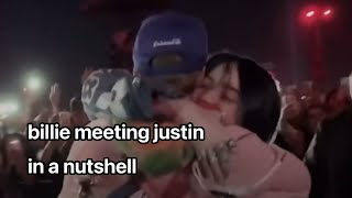 billie eilish MEETING JUSTIN BIEBER in a nutshell [upl. by Ahsilyt]