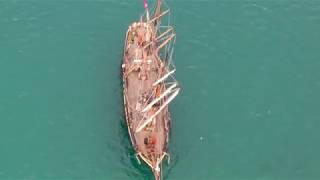 The Phoenix Tall Ship in Mounts Bay by drone [upl. by Acinnad]