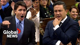 Poilievre claims Trudeau is quotlosing controlquot with quotscreaming and holleringquot while answering question [upl. by Ecadnarb]