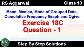 Mean Median and Mode Ogive  Class 10 Exercise 18C Question 1  RS Aggarwal  Learn Maths [upl. by Dnalhsa]