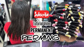 Permanent perming permanent perming kese karte hai perming on straight hair saddamhairstudio [upl. by Euqnimod]