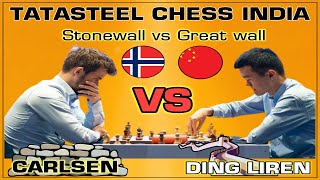 Carlsens Dutch Stonewall vs Ding Lirens Great Wall TATASTEEL CHESS INDIA BLITZ 2019 [upl. by Avahc]