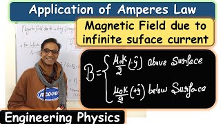 Application Amperes Law Magnetic Field of infinite current sheet Engineering Physics balendra [upl. by Nellda]