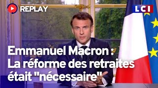 Retraites  Emmanuel Macron sadresse aux Français  REPLAY [upl. by Arretal855]