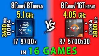 i7 9700k vs Ryzen 7 5700x3D Test in 16 Games or i7 9700K OC vs R7 5800x3D [upl. by Gish904]