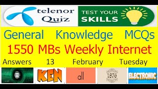 13 February 2024 Telenor Questions and Answers  My Telenor Questions Today  General Knowledge MCQs [upl. by Olen467]