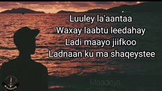 HEES  Luuley Laaantaa  Cabdalla Yuusuf Hanuuniye  Kaban  Lyrics [upl. by Ayotel]