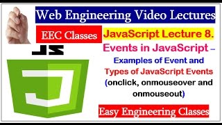 JavaScript Lecture 8  Types of JavaScript Events onclick onmouseover and onmouseout [upl. by Christoforo288]