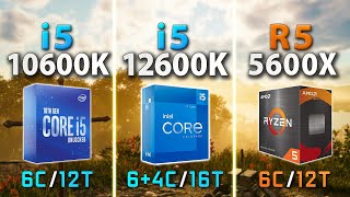 Intel i5 12600K vs 10600K vs AMD Ryzen 5 5600X  DDR4  Test in 8 Games [upl. by Steen202]