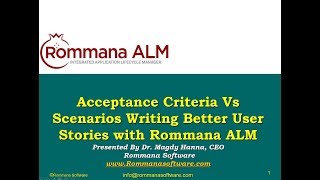 ALM Tools  Acceptance Criteria Vs Scenarios Writing Better User Stories with Rommana ALM [upl. by Ahsenrat576]