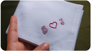 S ❤️ J Handkerchief Hand Embroidery Design  How to Embroder on handkerchief  Lets Explore [upl. by Katusha989]