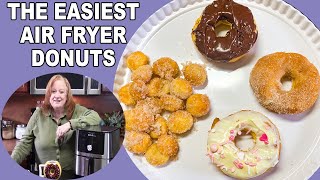 The Easiest AIR FRYER DONUTS Topped the Way you Like [upl. by Hgielak]