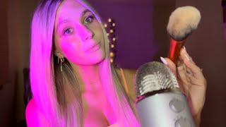 ASMR in the Dark Light Mouth Sounds Brushing Your Face Lipgloss Sounds [upl. by Knowling]