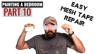 Painting a Bedroom  Part 10  Mesh Tape Drywall Repair [upl. by Drofnas]