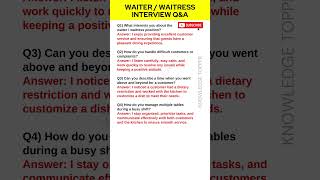 Waiter Interview Questions and Answers  Waitress Interview Questions and Answers [upl. by Sasha]