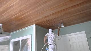 How to Paint Wood Ceilings using Graco Airless Sprayer  Florida Painter [upl. by Ofori]