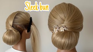 Sleek low bun Very easy technique [upl. by Husch]