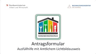 Ausfüllhilfe Antragsformular Handwerkerbonus mit Amtlichem Lichtbildausweis [upl. by Eelarual]