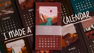 making 2021 calendar from the scratch with my illustrations 📅 [upl. by Enra]