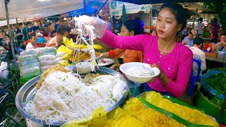 Best Cambodian street food  So Delicious Noodles Yellow Pancake Spring Rolls  Tuol Tompoung [upl. by Ajat]