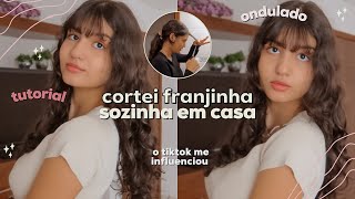 CORTEI FRANJINHA no meu cabelo ONDULADO  como cortar franja sozinha em casa estilo coreana e fina [upl. by Anitnelav]