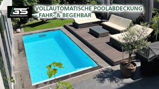 Vollautomatische Poolabdeckung  fahr amp begehbar mit stabilem Alusystem [upl. by Enomar]