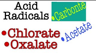 Acid radicals name and formula  Rcfy chemistry Rcfychemistry [upl. by Airual]