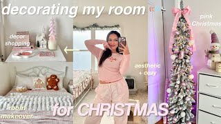 CHRISTMAS ROOM MAKEOVER 🩰❄️ decor shopping haul decorate wme  room tour [upl. by Arleen]