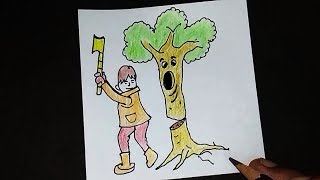 How to draw save earth save life l Happy earth day drawing poster for kids step by step [upl. by Nahaj]