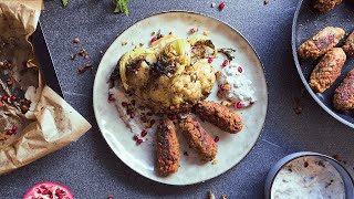 Gebackener Blumenkohl mit veganen Köfte und GranatapfelMinzDip  Vegan amp Gesund [upl. by Roarke]