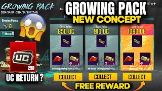 250 UC RETURN  NEW GROWING PACK CONCEPT  FREE REWARDS UC RETURN  PUBGM [upl. by Aileon319]