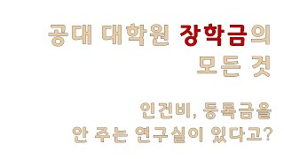 공대 대학원 장학금의 모든 것 인건비 등록금 지원 안 해주는 공대 대학원이 있다고 [upl. by Asirak]