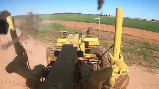 351Caterpillar 140G Road Grader building up fence line [upl. by Derfiniw]