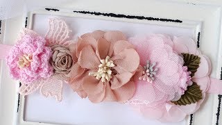 Make Baby Headband with Anjurisa 2  Ruffle Fabric Flowers [upl. by Ahseinod]