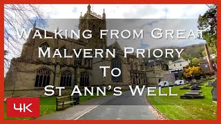 Walking From Great Malvern Priory to St Ann’s Well At the foot of the Malvern Hills [upl. by Adebayo]